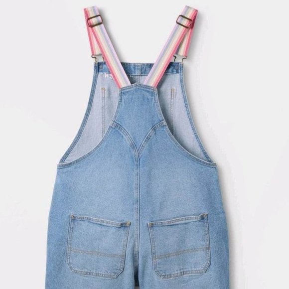 Target pride shortalls sz medium adult rainbow light wash pre-owned - Picture 2 of 13